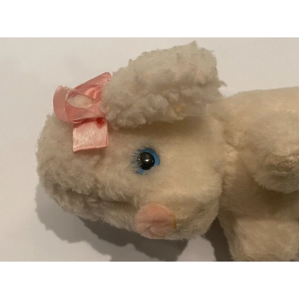 Vintage Sheep Lamb Musical Plush Wind-Up Stuffed Animal Cream Toys+ Made in USA